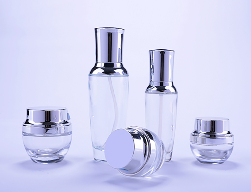 Glass Cosmetic Cream Jar and Glass Bottle
