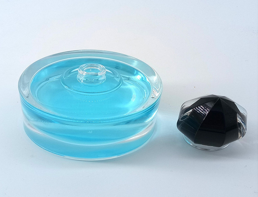 Blue Round Glass Perfume Bottle