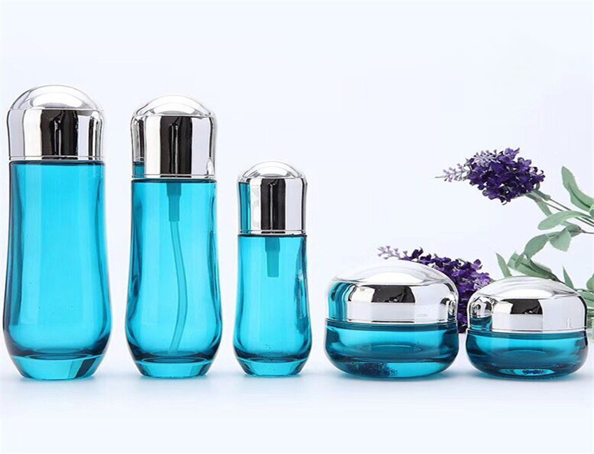 Blue Glass Cosmetic Bottles Wholesale